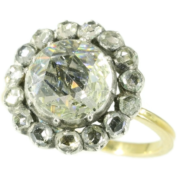 Antique Victorian engagement ring with humongous rose cut diamond